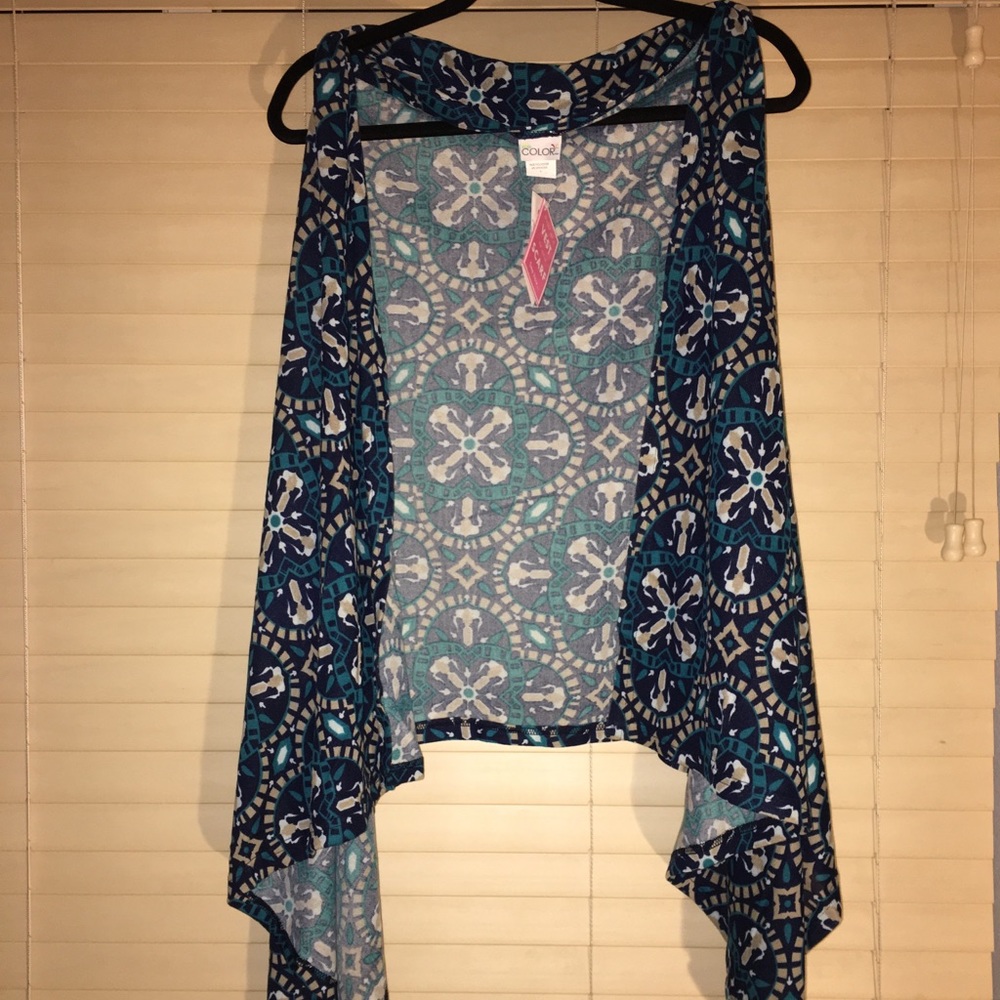 NWT Soft Blue Tile Waterfall Vest